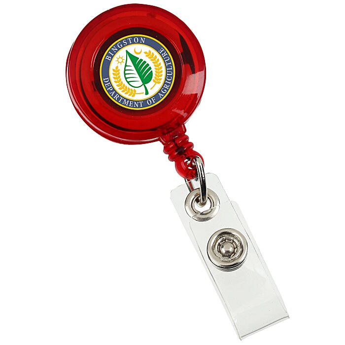 Custom Full Colour Retractable Badge Holder with Alligator Clip - Translucent
