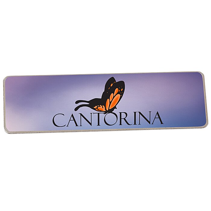 Custom Metal Name Badge - Rectangle - 1 inch x 3 inches - Magnetic Back