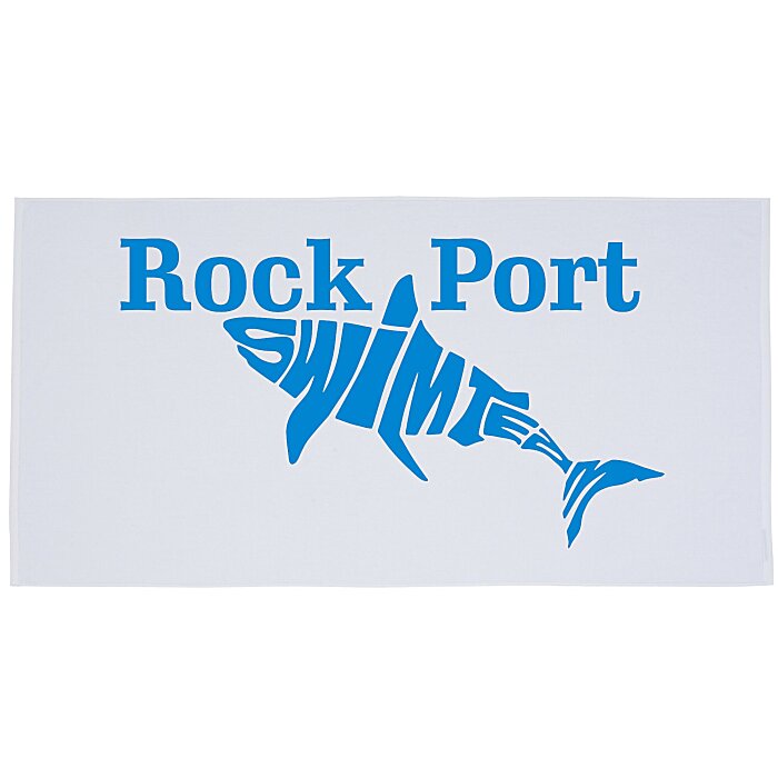 Custom Premium Velour Beach Towel - White