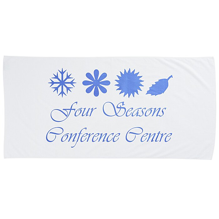 Custom Midsize Velour Beach Towel - White