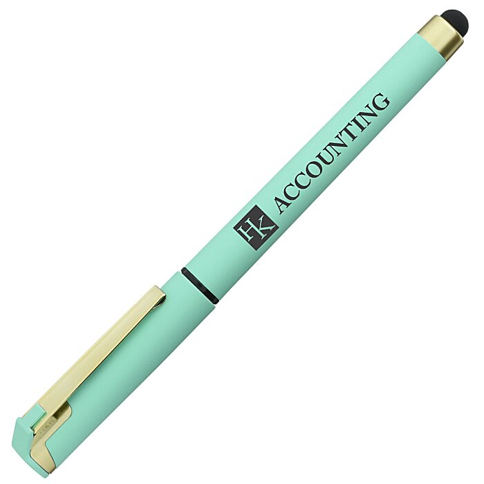 Custom Cali Soft Touch Stylus Gel Pen - Opaque - Matte Gold