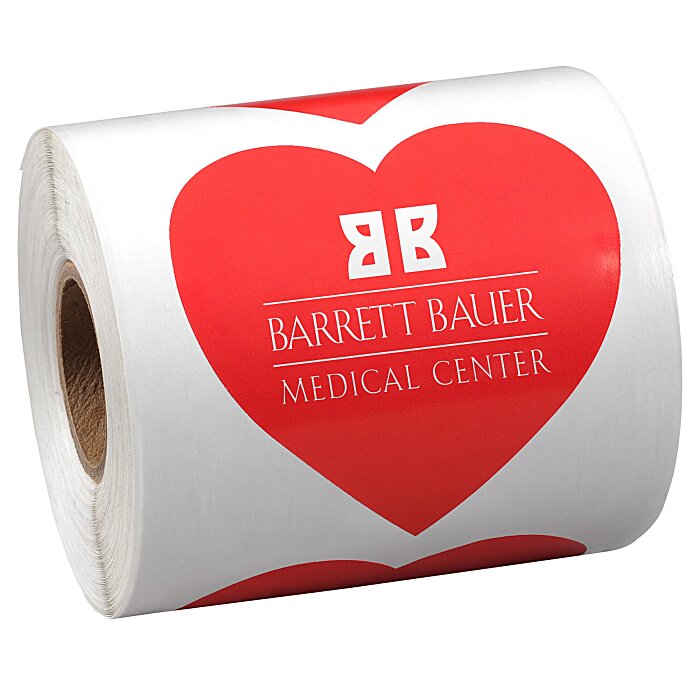 Custom Lapel Sticker by the Roll - Heart - 2-7/6