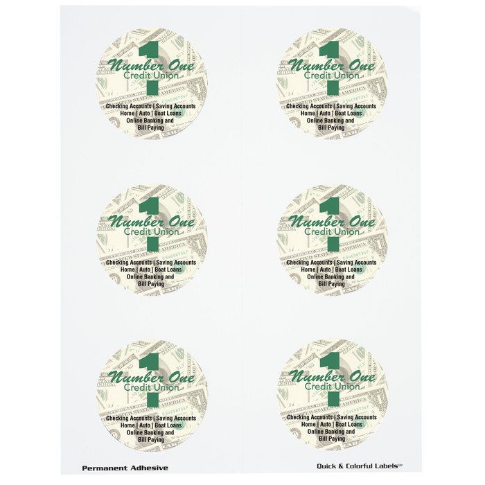 Custom Quick & Colourful Perforated Sheeted Label - Circle - 2-1/2