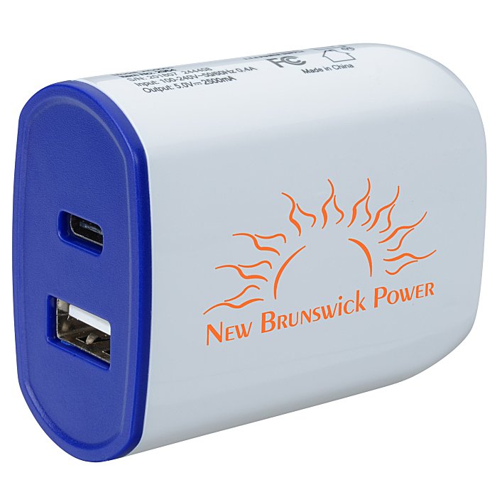 Custom Colour Accent Dual Port Wall Charger