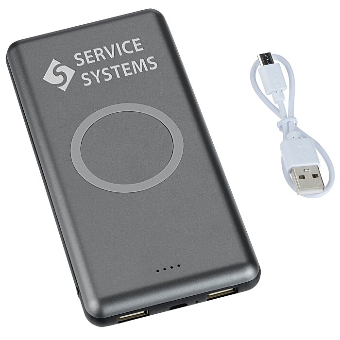 Custom Light-Up Logo Qi Wireless Power Bank - 10,000 mAh