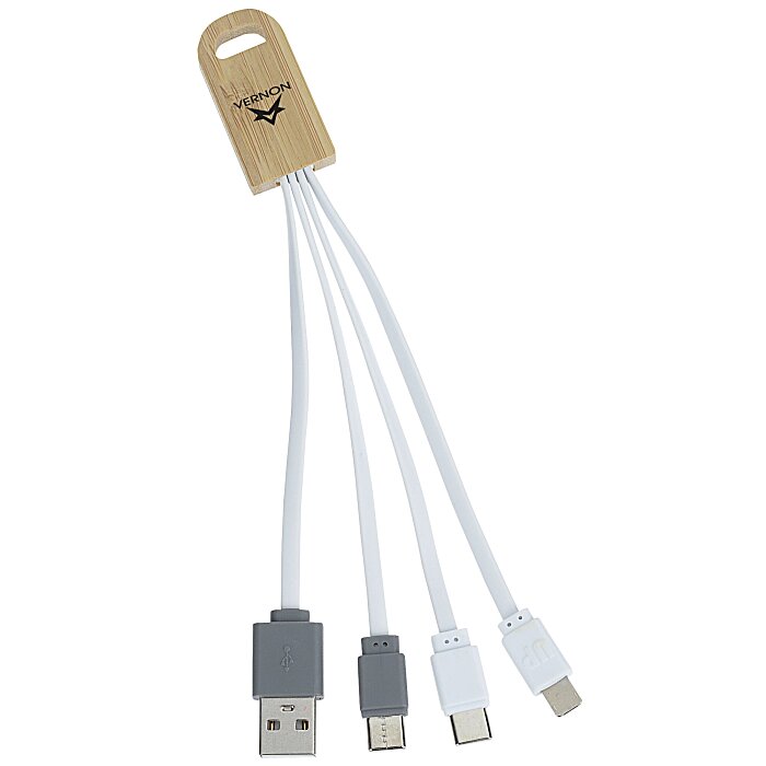 Custom Bamboo Accent Duo Charging Cable