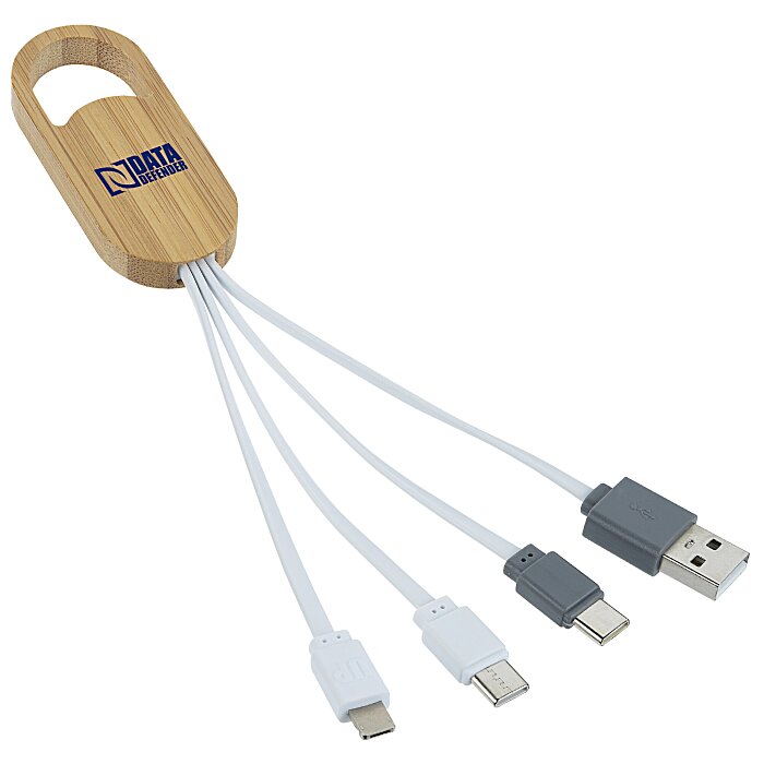 Custom Ellipse Bamboo Accent Duo Charging Cable
