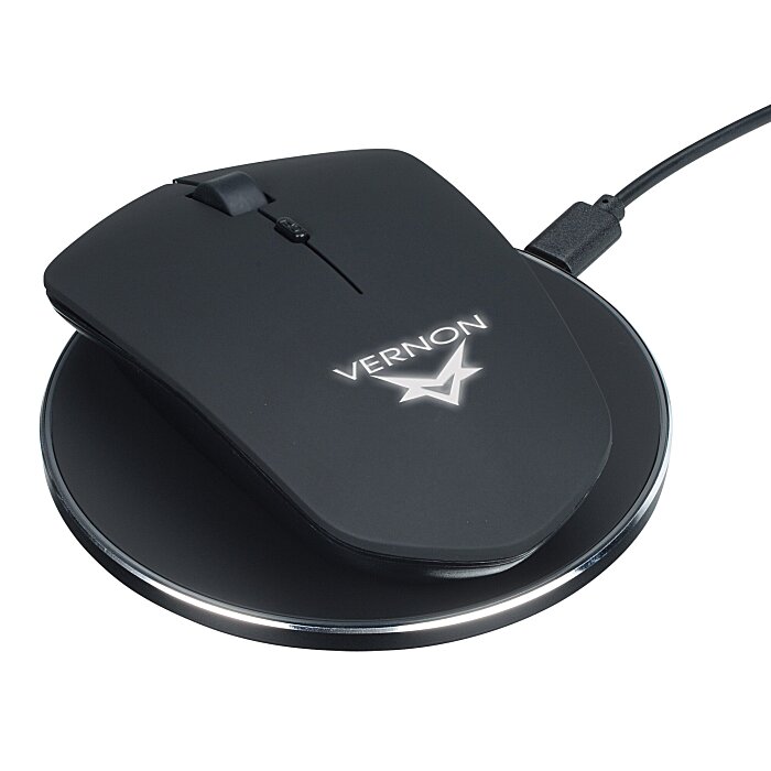 Custom SCX Light-Up Logo Wireless Mouse with Wireless Charger - Closeout