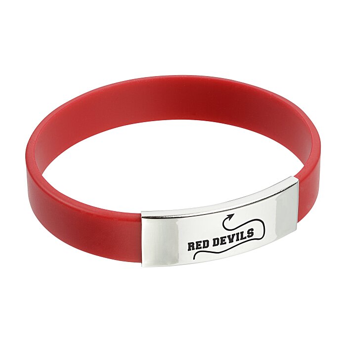 Custom Silicone Wristband with Metal Accent
