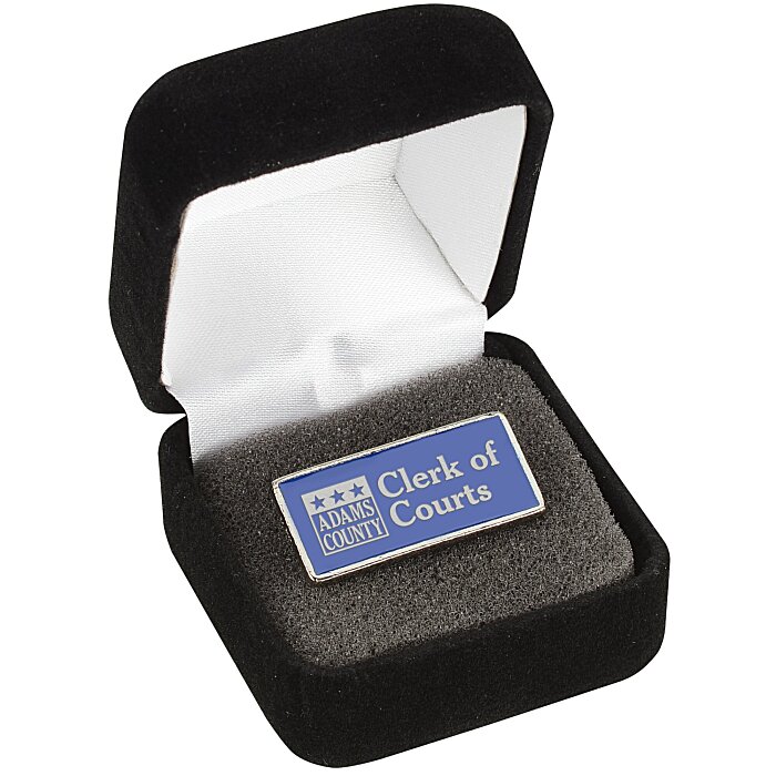 Custom Classic Die Cast Lapel Pin - Rectangle - Gift Box