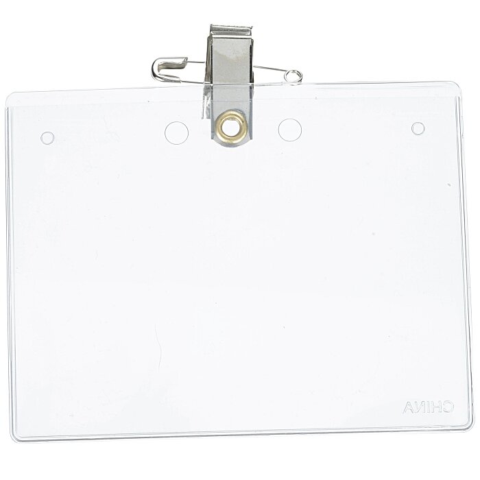 Custom Vinyl Badge Holder with Pin & Bulldog Clip -24 hr
